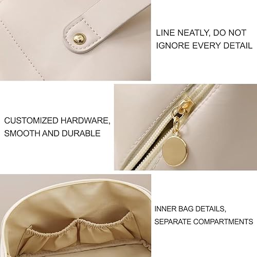 Miniatura 6 de Niumike Bolsas de cosméticos de viaje de gran capacidad para mujer, de piel sintética, pequeña, bonita, bolsa de maquillaje, bolsas de maquillaje