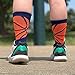 ChalkTalkSPORTS Basketball Performance Crew Socks - Navy and Neon Orange - Basketball Mid-Calf Socks - Adult