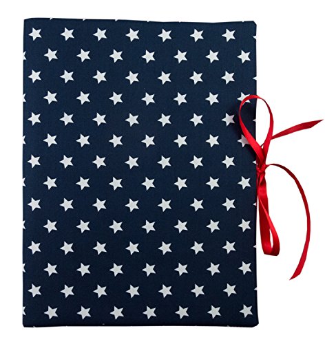 bettina bruder - Sammelmappe DIN A4 - innen 30 Sichthüllen - Sterne blau weiß rot - innen Streifen rot weiß