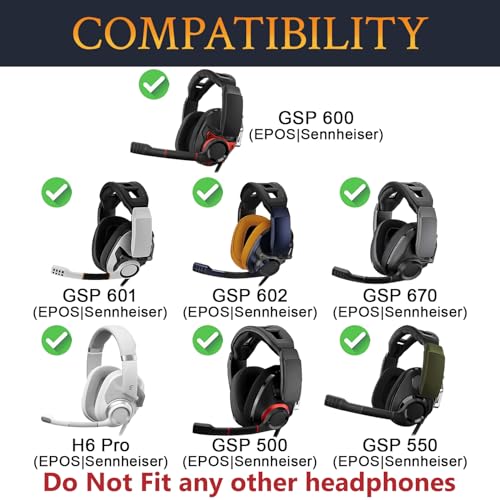 SOULWIT Nano Cloth Earpads Replacement para auriculares Sennheiser GSP500, GSP550, GSP600, GSP 670, EPOS H6 Pro, GSP601, GSP602 - Negro miniatura 2