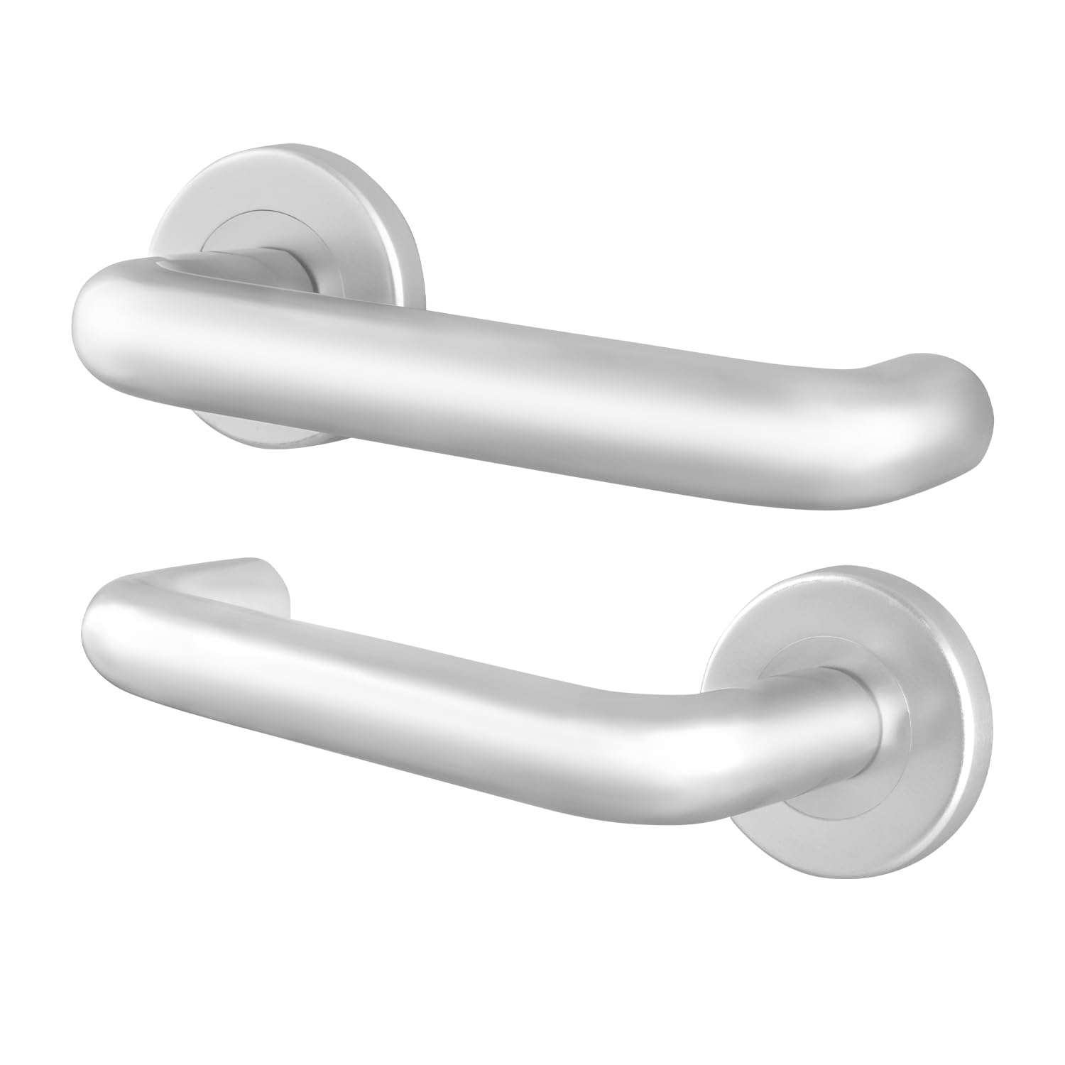 EAI Return to Door Lever on Rose Handles for Fire Doors, Satin Aluminium 19mm Diameter Handle, 52mm Rose