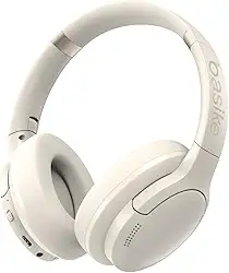 Basike Fone de Ouvido Bluetooth, ANC Cancelamento de Ruído Ativo Headphone Bluetooth 5.3+EDR, Som Surround 3D, Headset com Microfone, Certificação Hi-Pure Audio, 30 horas reprodução, Y6 (Branco)