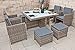 Ragnarök PolyRattan - DEUTSCHE Marke - EIGENE Produktion - 8 Jahre Garantie - Gartenmöbel Essgruppe Tisch 4 Stuhl Hocker 12 Polster Grau Rostfrei Aluminium Natur Dining Würfel Glas