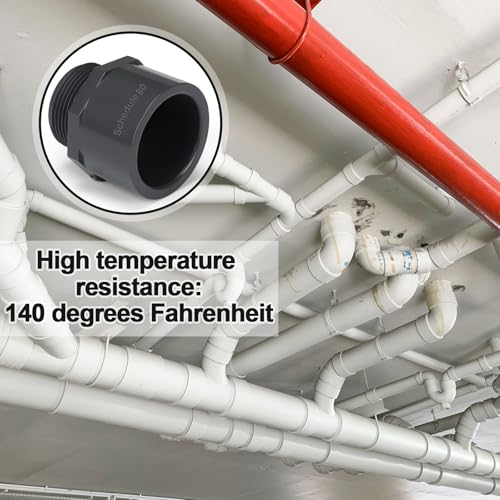 Image of 4 Pcs 1-1 /4 Inch PVC Pipe Fitting Male Adapter Schedule 80 Socket x Npt Compatible with 836 Series Heavy Duty Industrial Grade Corrosion Resistant Plumbing Irrigation Connector for Water
