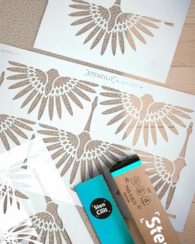 STENCILIT® Art Deco Cranes Wall Stencil - 2 Pack...