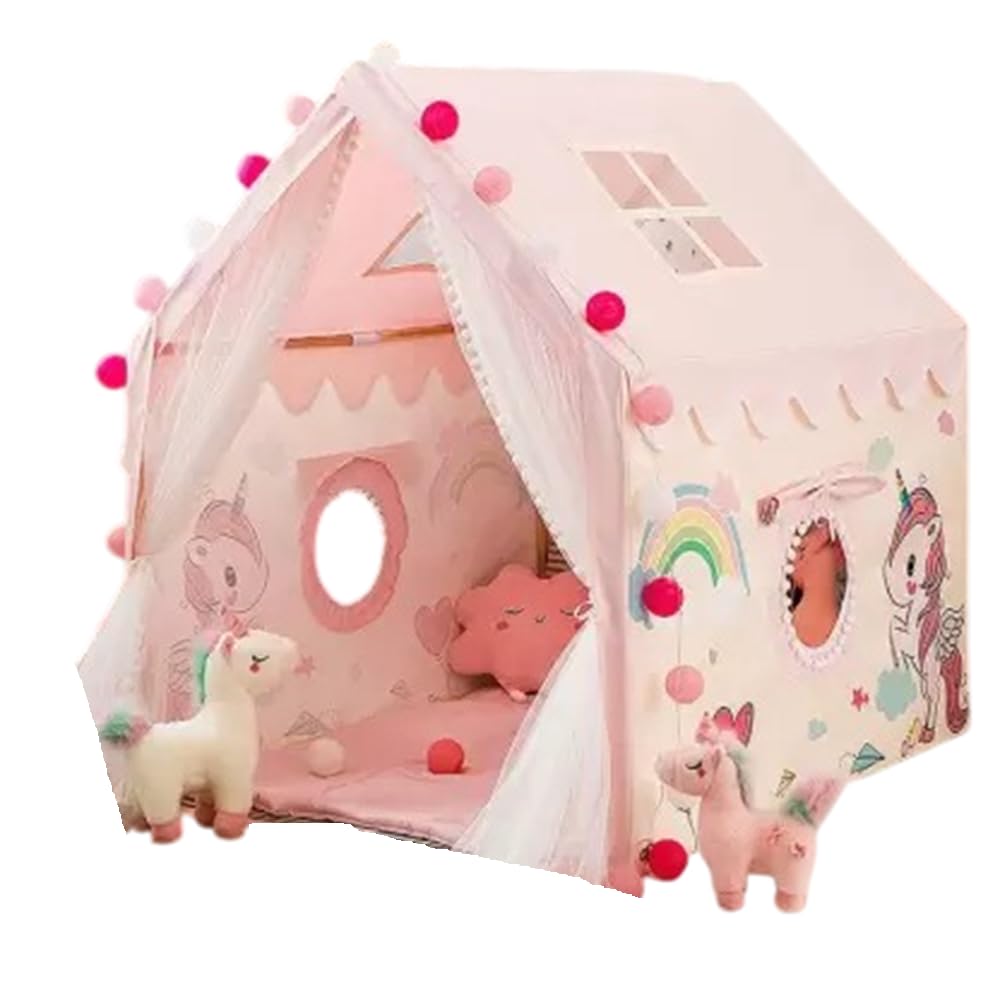 Tent Indoor Play for Girls & Boys Indoor Outdoor Portable Tent with Curtains Pretend Play Tent House for Toddlers Foldable Play Tent House for 3-10 Year Old Girls and Boys (Unicorn Tent House)-picture-20