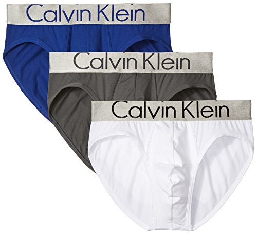 Calvin Klein Men's Underwear 3 Pack Steel Micro Briefs, Mink/White/Black, Large