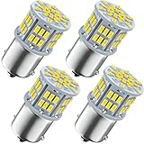 Xnourney Ampoules LED ultra lumineuses 54X 3014 chipset 1156 P21W, 12V 24V BA15S 7506 6500k Ampoules LED blanches pour voiture, RV, remorque, bateau, feux de stationnement, frein arrière, lot de 4