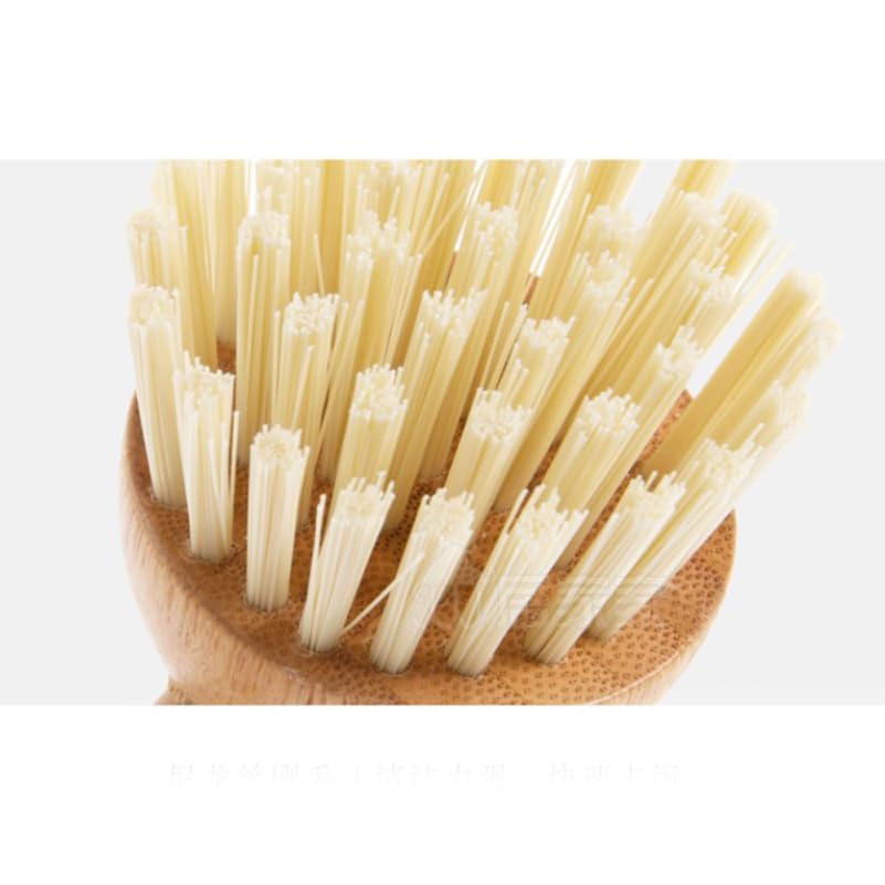Image of Zerodeko Dish Brush with Beechwood Handle - Dish Scrubber Kitchen Tool Sink Cleaner for Kitchen Restaurant Washing Cast Iron Pan /Pot, Stove Cleaner
