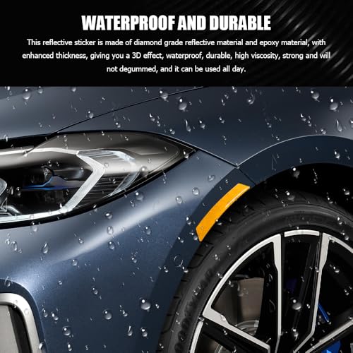 Image of 4PCS Car Reflective Trim Side Marker Stickers, Side Reflectors for Car, Anti-Collision Automatic Bumper Fender Stickers, Auto Exterior Accessories Reflector Guard Fit Cars (Yellow, 4PCS)