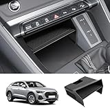 LUWU for 2023 Audi Q3 F3 Center Console Organizer 2023 Audi Q3 Armrest Storage Box 2019-2023 Audi Q3 Armrest Organizer Insert Tray Armrest Console Organizer 2023 Audi Q3 Accessories Black-trim