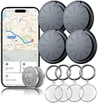 Tracker Tags-4 Pack Work with Apple Find My(iOS Only),Bluetooth Tracker for Luggage,Key,Bag,Replaceable Battery, Key Finder with 4 Waterproof Cases and Keychains (Black)