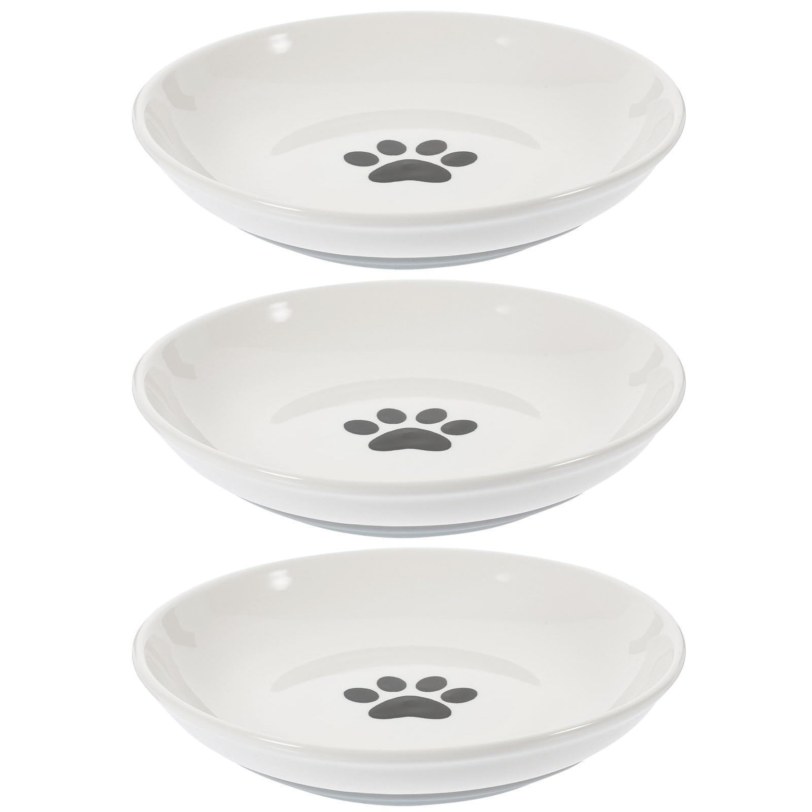 TOYANDONA 3 Pezzi Ciotole per Gatti in Ceramica Fondo in Silicone Antiscivolo, Ciotola Rotonda Bassa e Larga per Cibo e Acqua, per Gatti Piccoli e Alimentazione Quotidiana