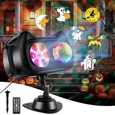 ANTEQI Halloween Christmas Projector Lights Outdoor with Memory Function, 58 HD Effects (3D Ocean Wave + Patterns) LED Landscape Lights Waterproof for Indoor Yard Home Party Holiday Decorations