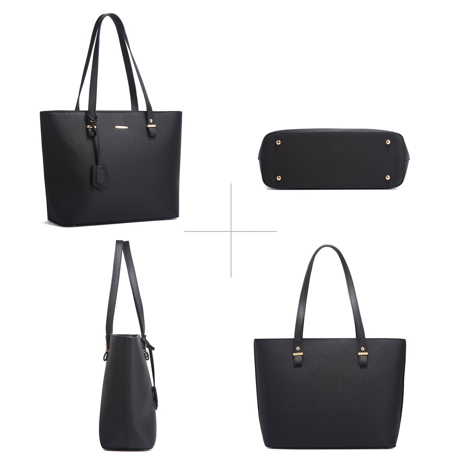 Borsa Tote Donna Grande Capacità, Borsa a Spalla Set 4 pezzi Tracolla a Mano Borse Elegante Capiente Manico Lungo per Lavoro Shopping Ufficio Scuola Viaggio Km43