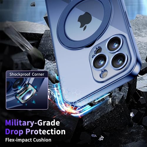 Image of Magnetic for iPhone 16 Pro Max Case with Invisible Stand[Compatible with MagSafe][Full Camera Lens Protector][Military Drop Protection] Shockproof Not Yellowing Clear Slim Soft for Women Men