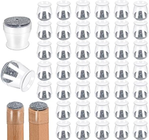 24pcs Chair Leg Floor Protectors Silicone Felt Furniture Leg Caps Chair Leg Covers to Protect Wood Floors Rubber Furniture Sliders, Chairs Slide Without Noise (Transparent, S(9/10'' to 1-1/4''))