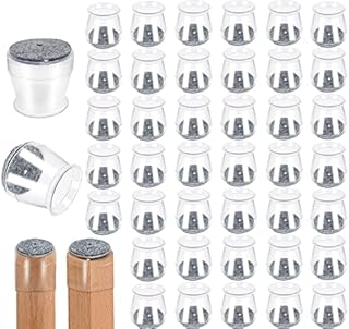 24pcs Chair Leg Floor Protectors Silicone Felt Furniture Leg Caps Chair Leg Covers to Protect Wood Floors Rubber Furniture Sliders, Chairs Slide Without Noise (Transparent, S(9/10'' to 1-1/4''))