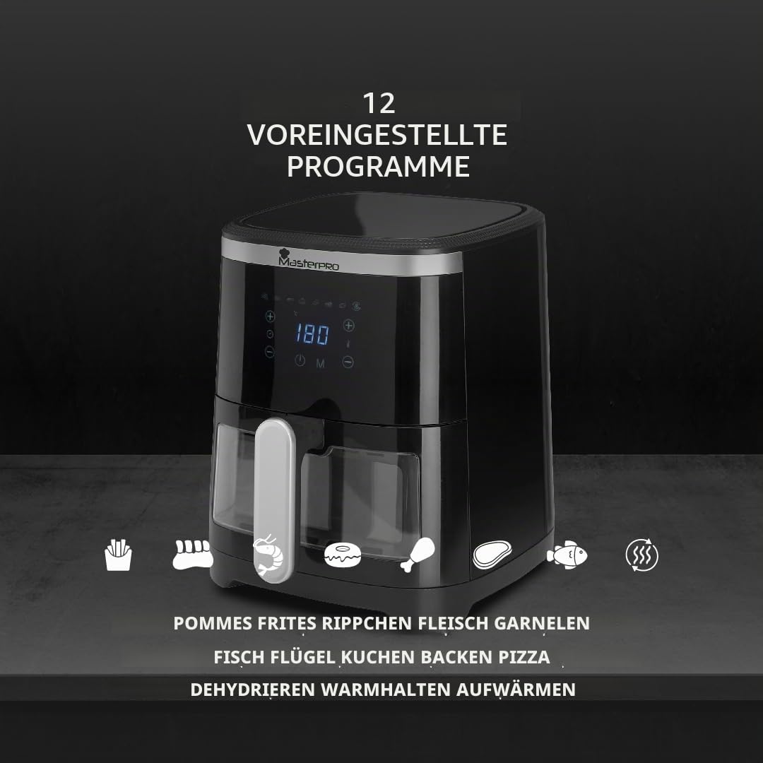 MasterPRO ROCKET 420 - Heißluftfritteuse 1300W 4.2L - 8 Programme - LED Touch Control - Antihaftbeschichtung - Online-Rezeptheft – Ansicht 3