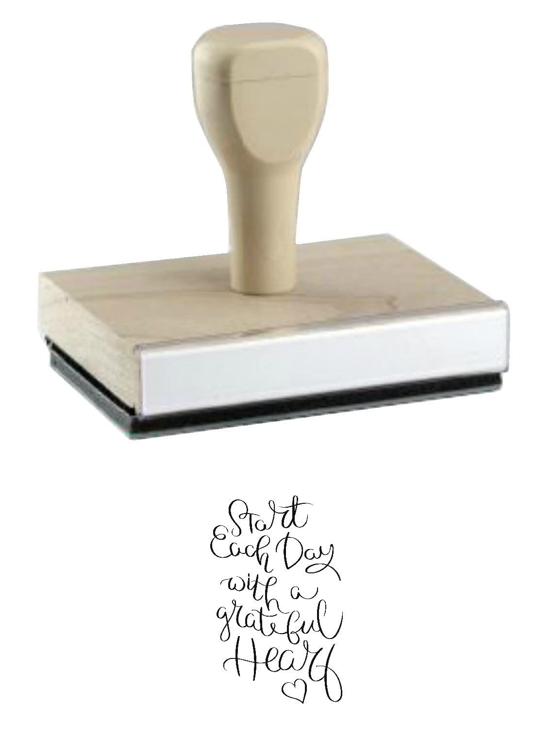 Infusion Start Each Day with A Grateful Heart Rubber Stamp, 2 X 1'' Wood Stamp