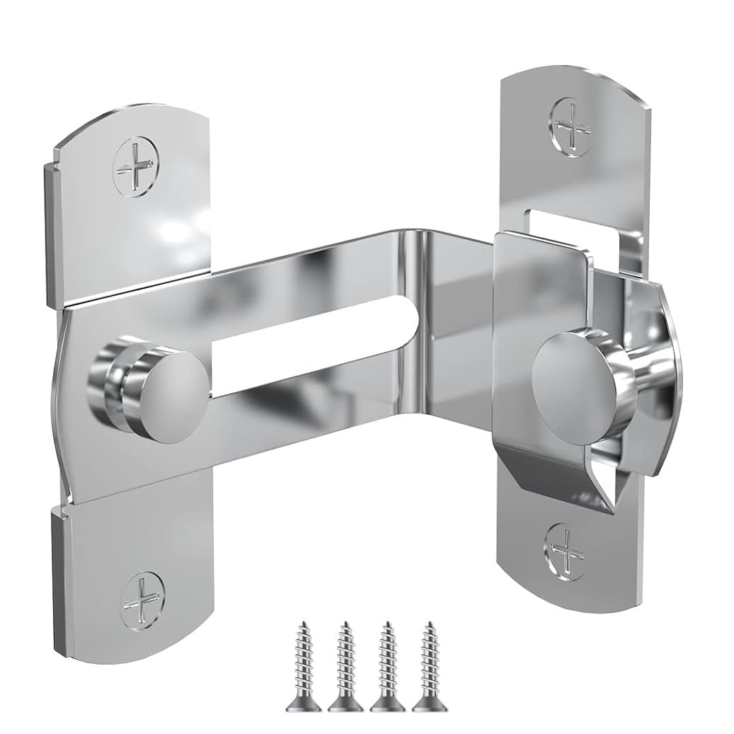 90 Degree Barn Door Lock, Flip Door Latch Lock for Sliding Barn Door, Privacy Security Latch, Heavy Duty Gate Hook Lock for Bathroom, Bedroom, Garage, Cabinet, Closet, Window, Fence (Silver - 90°)-image-35