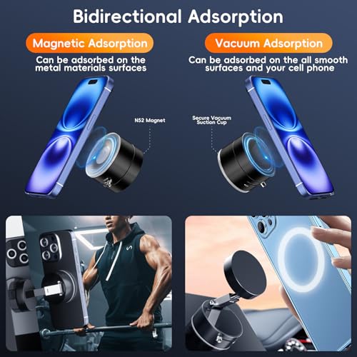 Image of (1 Year Warranty) Advanced 360 Magnetic Suction Phone Stand - Foldable Vacuum Mount for Car Dashboard, Mirror & Smooth Surfaces, Universal Compatibility for All Smartphones