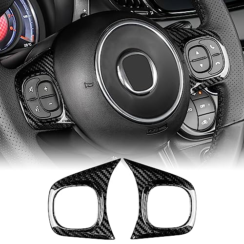 Coprivolante In Fibra Di Carbonio Per Fiat 500 Abarth 595 2008-2023 - Adesivo Decorativo Nero
