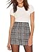 HaoDuoYi Womens Soft High Waist Plaid Mini Bodycon Skirt(S,Grey)