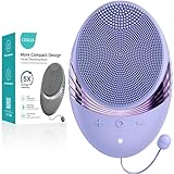 COSLUS Face Scrubber Facial Cleansing Brush: 5 Modes Rechargeable & IPX7 Waterproof​ for Sensitive Skin, Deep Cleaning Removing Blackhead Exfoliating Massaging Home Care & Business Travel​ (Purple)