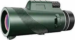 Telescópio monocular compacto 10 x 40 para adultos - Mira verde militar HD de alta potência para observação de pássaros, caça, caminhadas, acampamento e viagens - Ótica portátil à prova d'água com