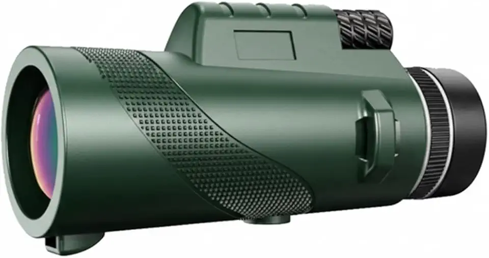 Telescópio monocular compacto 10 x 40 para adultos - Mira verde militar HD de alta potência para observação de pássaros, caça, caminhadas, acampamento e viagens - Ótica portátil à prova d'água com