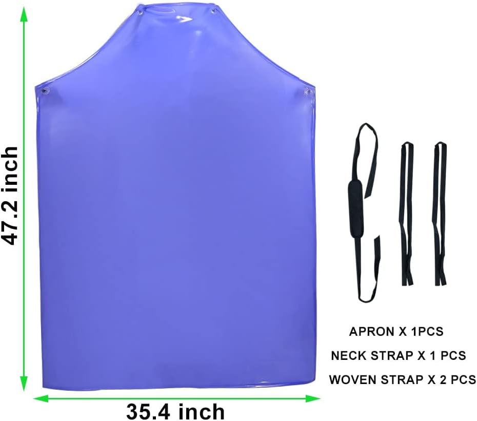 Chemical Resistant Vinyl Apron - Extra Large Waterproof PVC Aprons for Dishwasher,Dog Grooming,Fish Cleaning