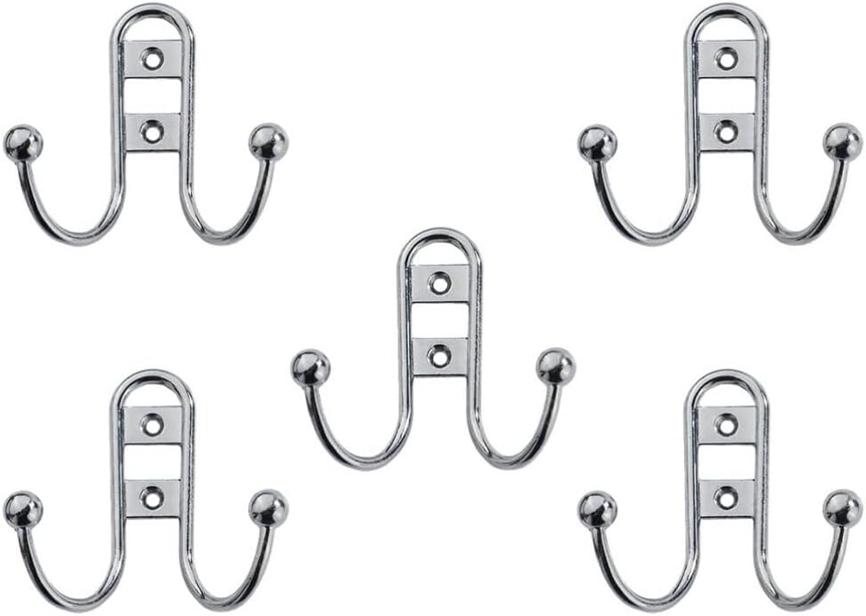 OSALADI 5 Pack Metal Wall Hooks Wall Hanger Hook for Bathroom Kitchen Living Room Cabinet and Door Punch Mount Hangers for Towels Hats Clothes 2.75 X 2.59 X 0.98 in