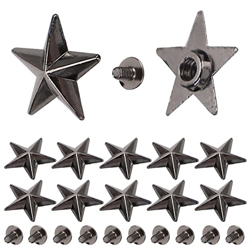 HERCHR 50 Sets Leather Rivets Screw Kit, 14mm Star Shape Rivet Studs Zinc Alloy Rivet for Shoes Bags Clothing Decoration(Dark Bronze)