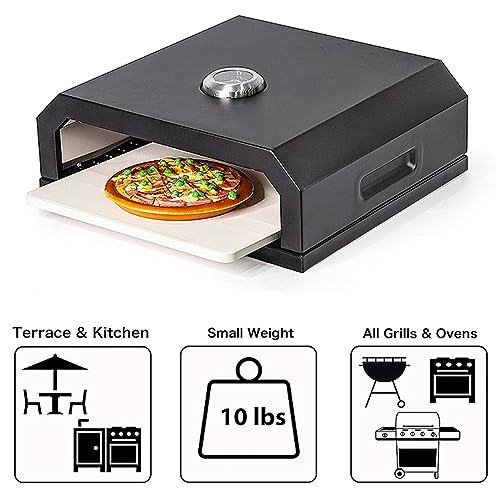 Forno per pizza, barbecue all'aperto, portatile, a legna, con termometro, per campeggio, adatto per forni a gas elettrici a carbone