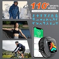 Smart Watch for Men Women(Answer/Make Calls), 1.95" HD Touch Screen Fitness Watch with Sleep Heart Rate Monitor, 110+ Sports Modes, IP68 Waterproof Activity Trackers Compatible with Android iOS, Black - Image 4