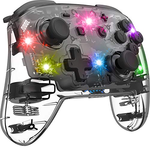 binbok Switch Controller, Pro Controller, Adjustable Turbo Vibration Motion Gyro Ergonomic, Transparent, Wireless Remote, Gamepad with Joystick for Game, Console, Accessories