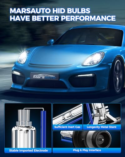 Image of Marsauto D4S HID Xenon Bulbs 600% Brightness 6500K Cool White 66440 42402 42402 Replacement 35W IP68 Waterproof Pack of 2