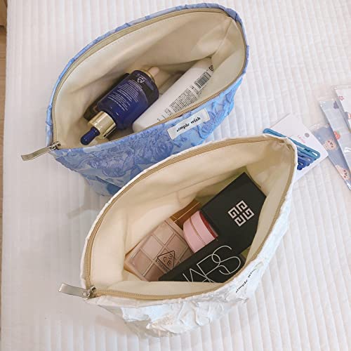 Stardw Floral Cosmetic Bags Makeup Bags For Women And Girls,Travel Makeup Bag Large Aesthetic Makeup Bag,Makeup Organizer Bag Zipper Pouch (Embossed Flowers) #TOP3