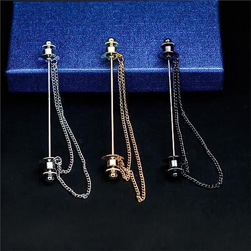 Image of Chain Lapel Pin Collar Bar Tassel Brooch Classic Ball Head Brass Shirt Collar Bar Tie Pins for Men Wedding Business