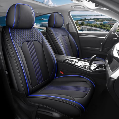 Cartoerass Full Set Faux Leather Car Seat Covers Fit for Honda HRV 2015-2026 Full Coverage Fit Automotive Seat Covers with Breathable, Anti-Slip & Waterproof Protectors(BlackBlue,Full Set)