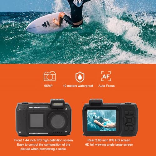 4K Underwater Camera, 33 FT Waterproof Digital Camera, 65MP Autofocus Dual Screen Selfie Camera, Dustproof Shockproof - Image 2