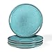 Juego de 4 Platos llanos, Vajilla Moderno de Gres para 4, Platos de Cerámica 26cm para Postre / Ensalada / Fruta / Plato para Pasteles - Azul