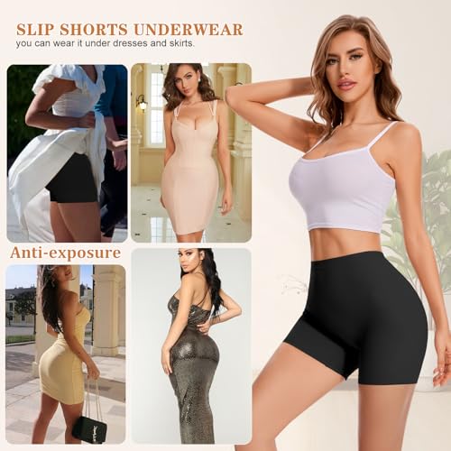 Image of Seamless Shaping Boyshorts Panties for Women Slip Shorts for Under Dresses Tummy Control Underwear Shapewear Shorts