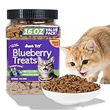 Just Try 16 OZ Blueberry Cat Treats for Indoor Cats, Gluten Free, Low-Calorie Healthy Cat Snacks, Plant-Based Fiber-Rich Natural Chicken Flavor Training Treats