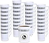 Plastic Coffee Cups | 8 Ounce Disposable Tea Cups Mugs w/Handle | Elegant Insulated Coffee Mugs With Silver Rim Excellent for Weddings, Bridal Showers, Engagement Parties, Camping & More | 32 Count