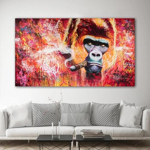 Peinture sur toile d'orang-outan pour sublimer le mur de votre salon