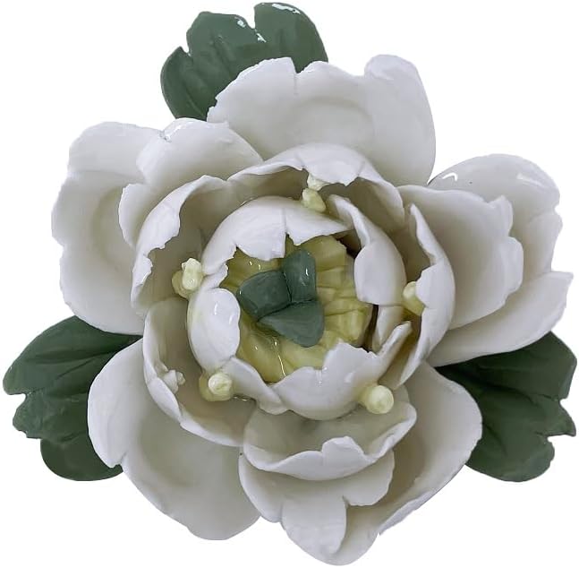 AMERRY Peony, 2.76" Ceramic Flowers Wall Art,3D Artificial Flower Wall Art Décor ，Handmade Plant Hanging Sculpture， Porcelain Flower Wall Décor for Home，Hallway，Living Room，Bedroom，Office (White)