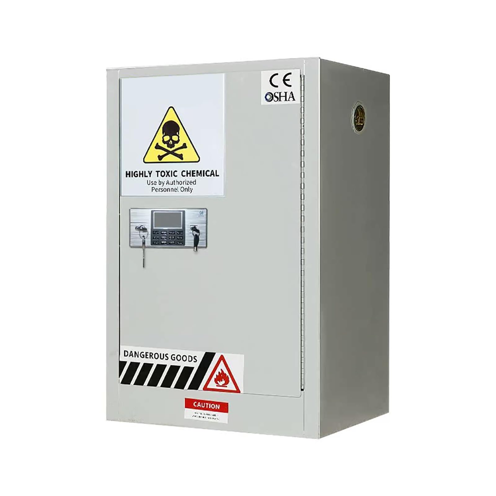 Armario para líquidos inflamables con cerradura de combinación, 89 cm de alto x 58 cm de ancho x 46 cm de profundidad, armario para productos químicos con estantes ajustables, para uso comercial, in