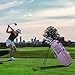 Wongle Luxury Womens Golf Bag, PU Leather Golf Stand Bag for Women/Ladies, 14-Way Full-Length Top Dividers, Ultra Lightweight, Large Pockets for Accessories (Lavender)